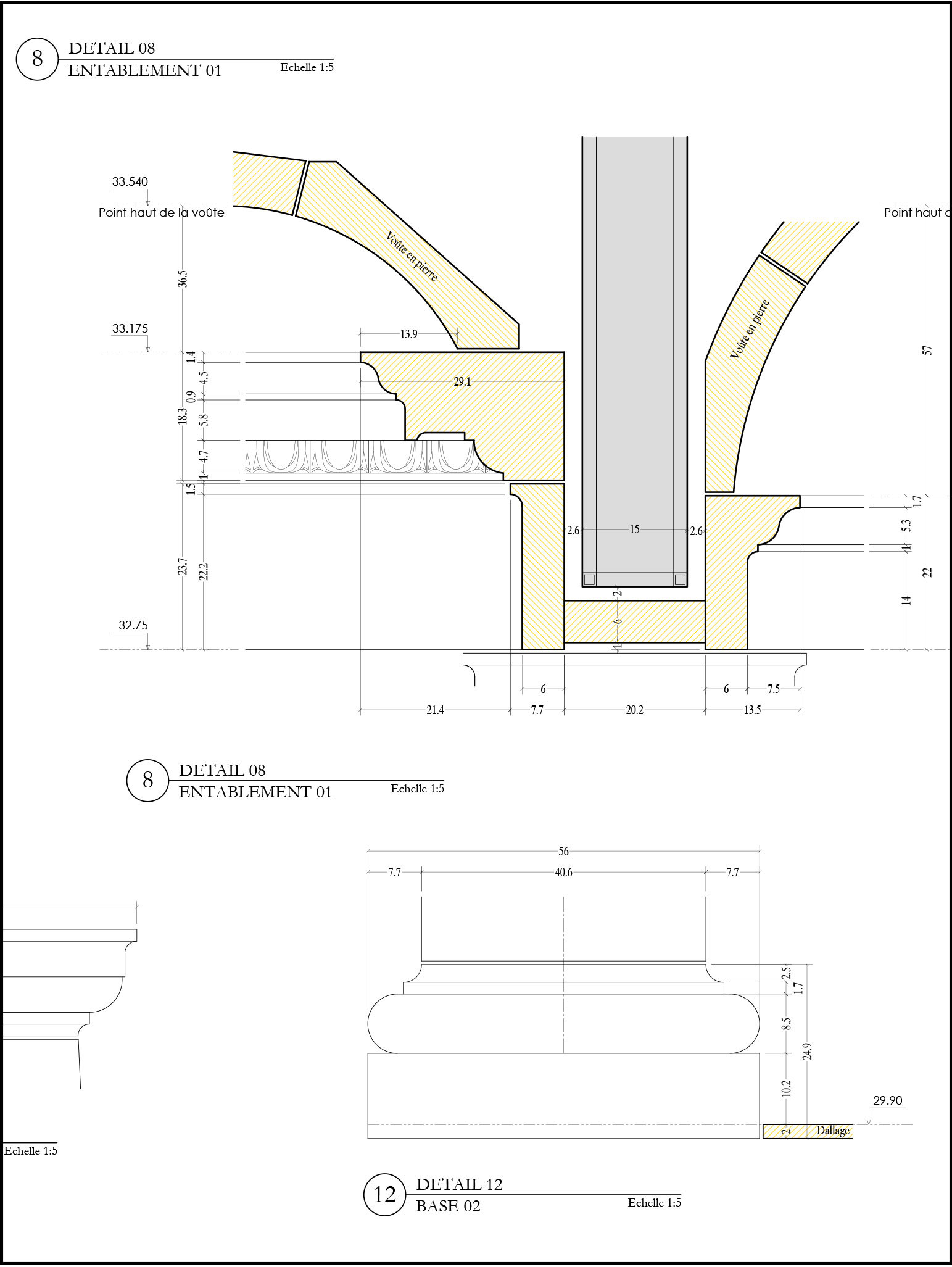 plan technique 3D pierre de taille