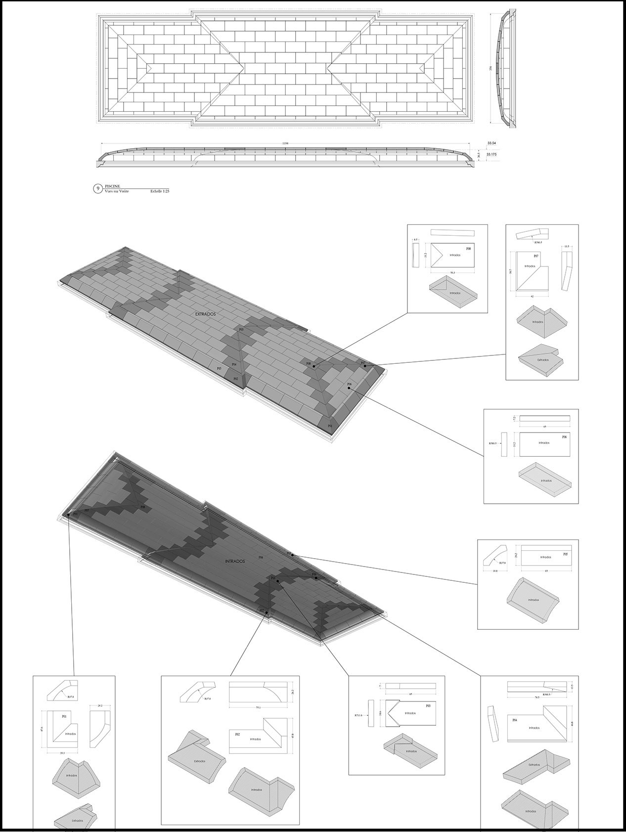 plan technique 3D pierre de taille